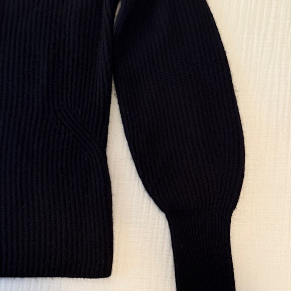 Madewell Black Ribbed Crew Neck Sweater 90%Wool 10% Cashmere - Picture 11 of 14